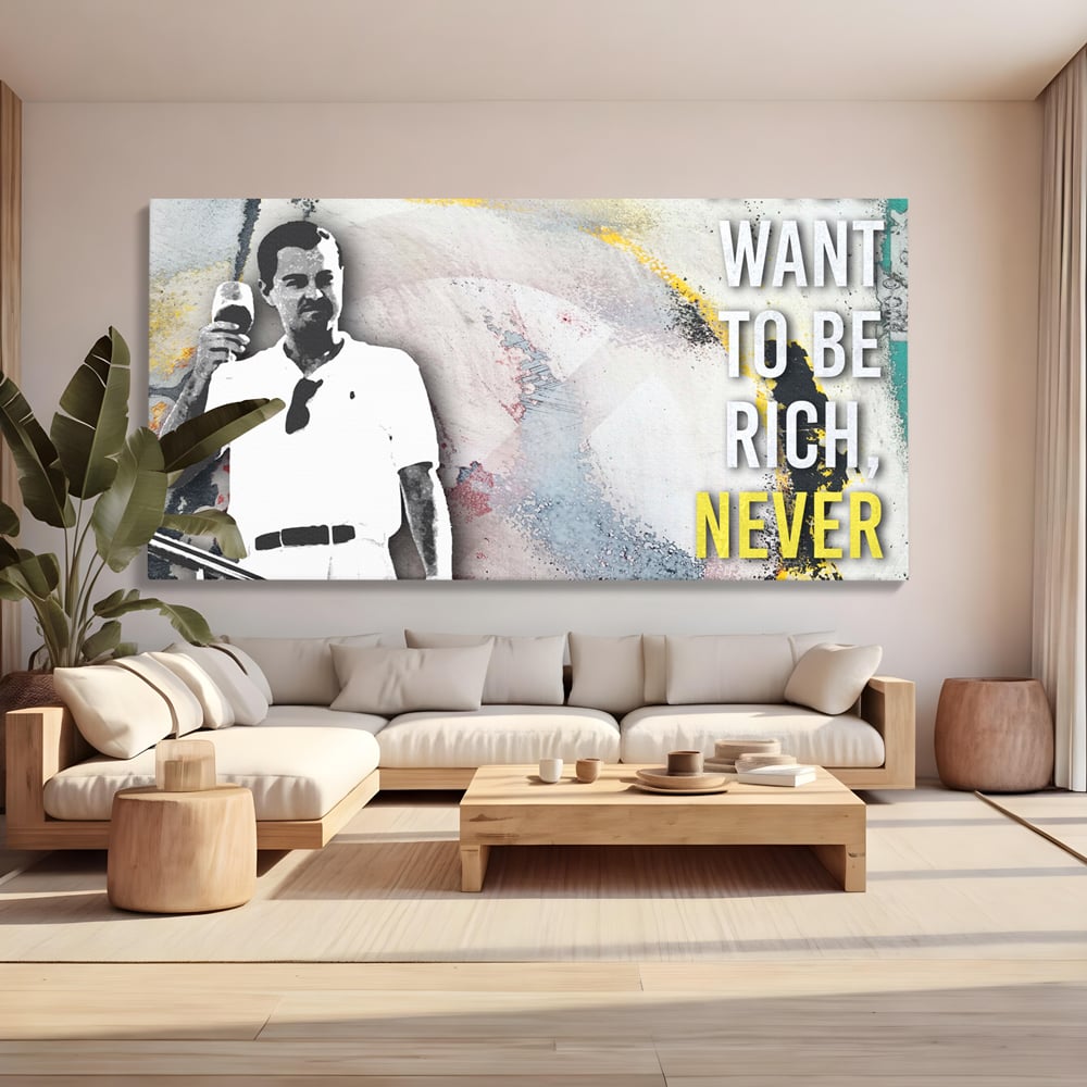 Tablou canvas cu tablou canvas cu leonardo dicaprio, fara rama, pe sasiu de lemn, pe perete intr-un living